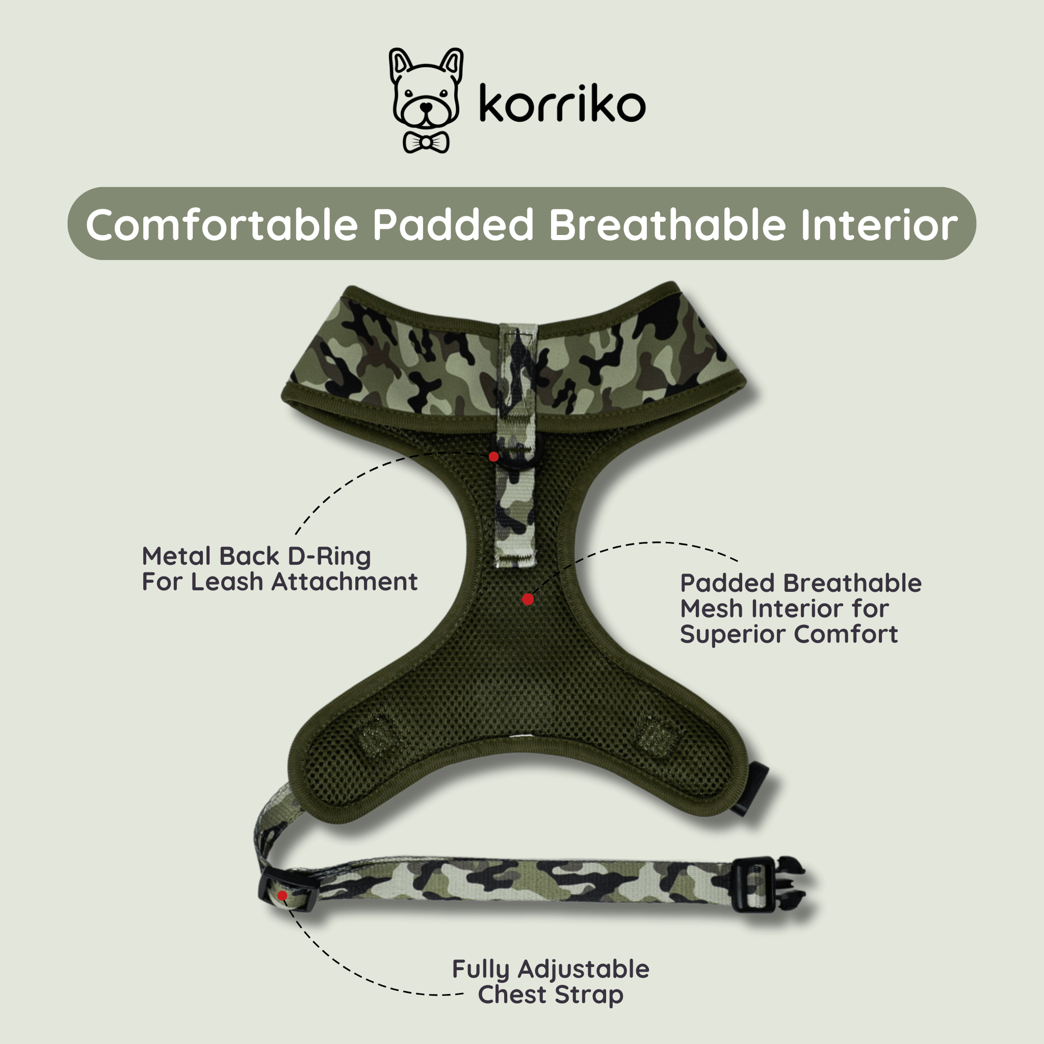 Classic No-Pull Dog Harness - Green Camo (Final Sale)