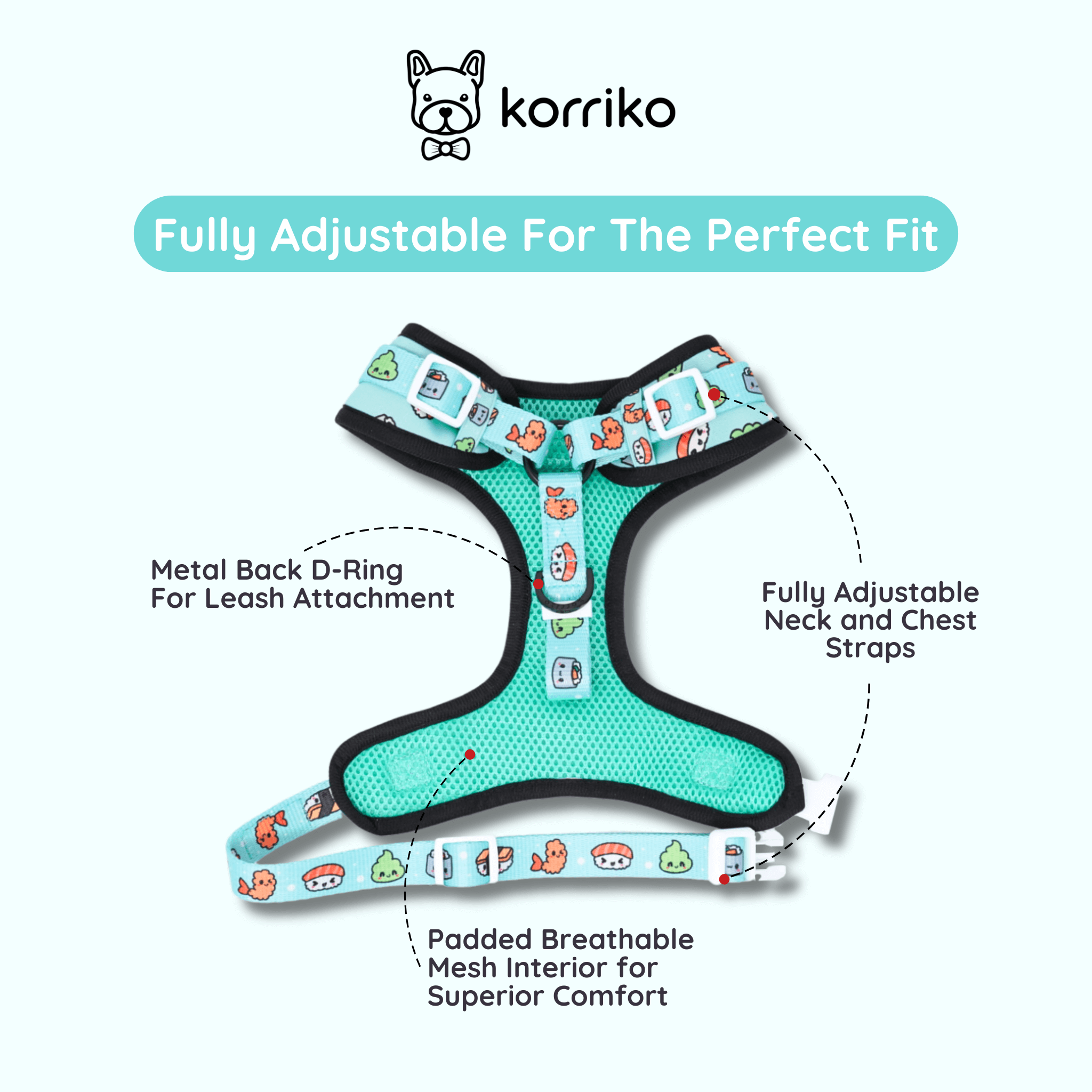 Adjustable Dog Harness - Sushi