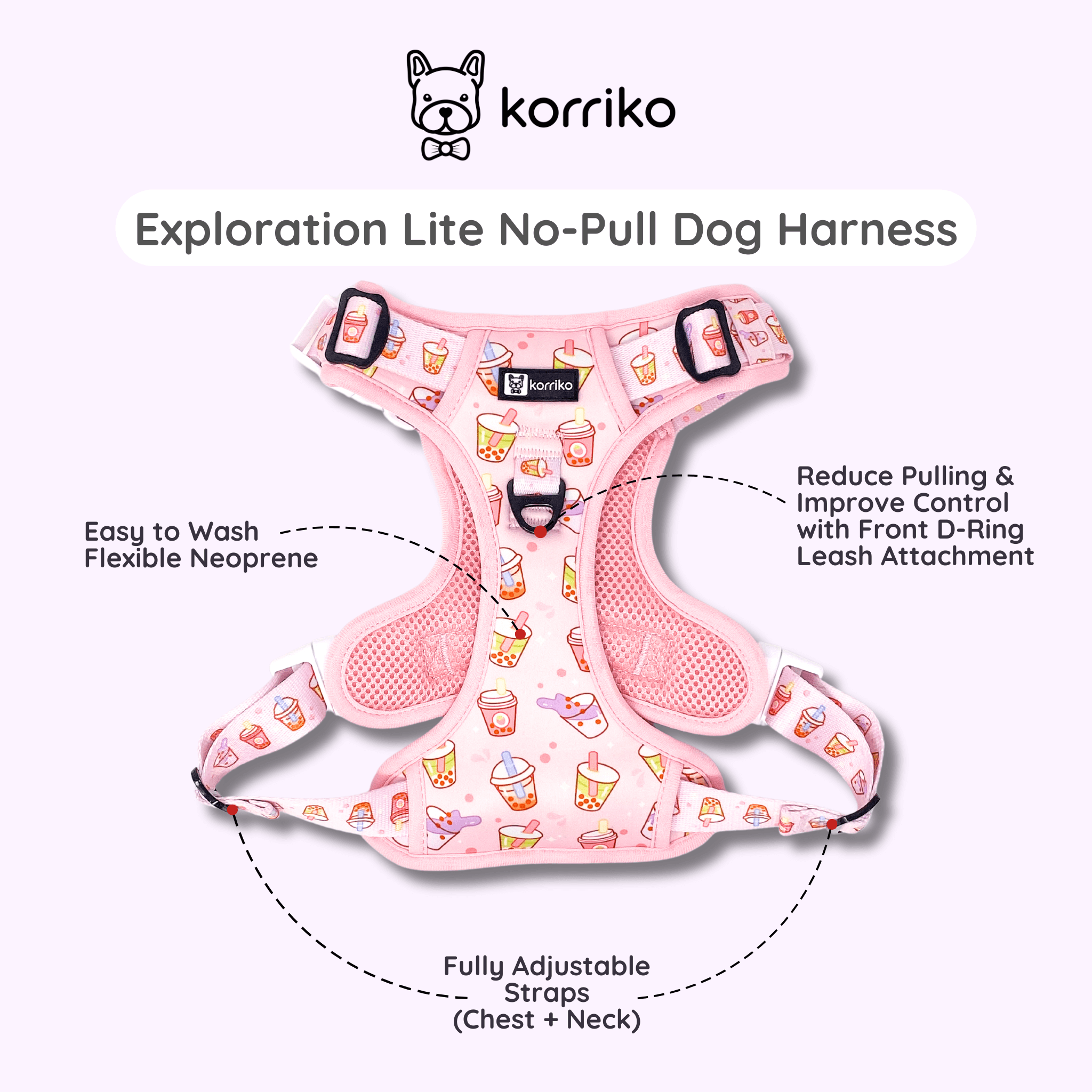 Essential Exploration No-Pull Harness Walk Set - Taro Milk Tea (3-Piece)
